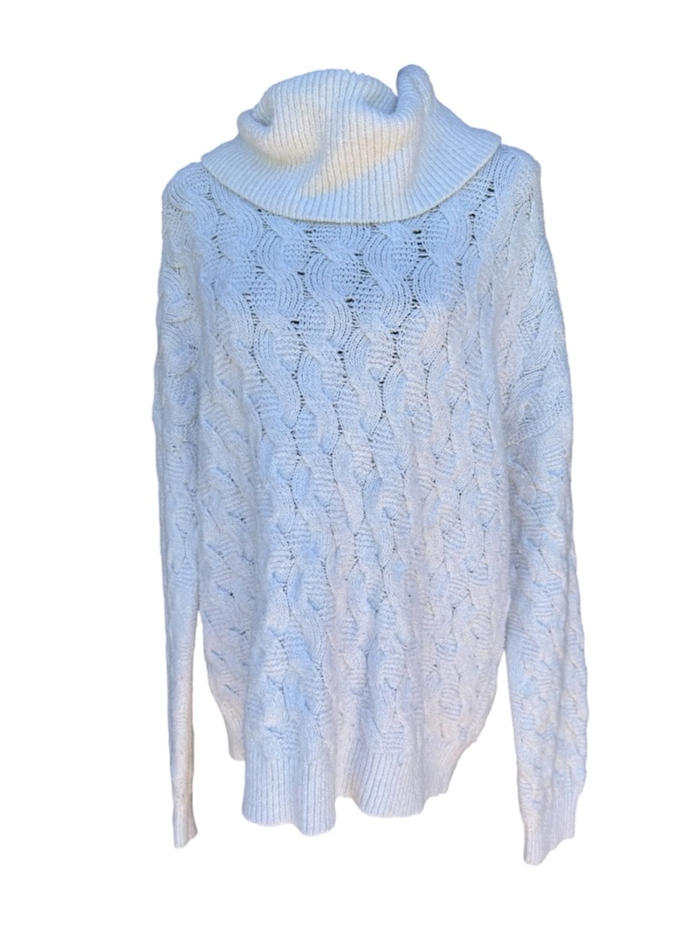 Tahari Cozy Cable Knit Turtleneck Sweater - White Size Size Large